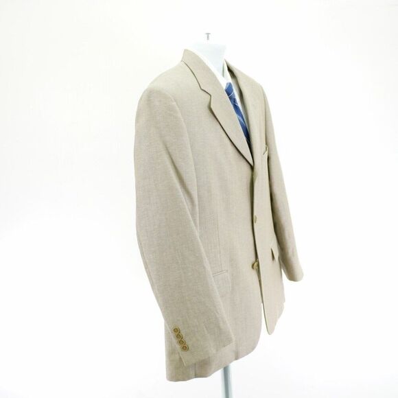 Material London Marzotto Linen Blend Blazer 40R 3 Button Sand Tan‎ / Beige - Picture 7 of 14